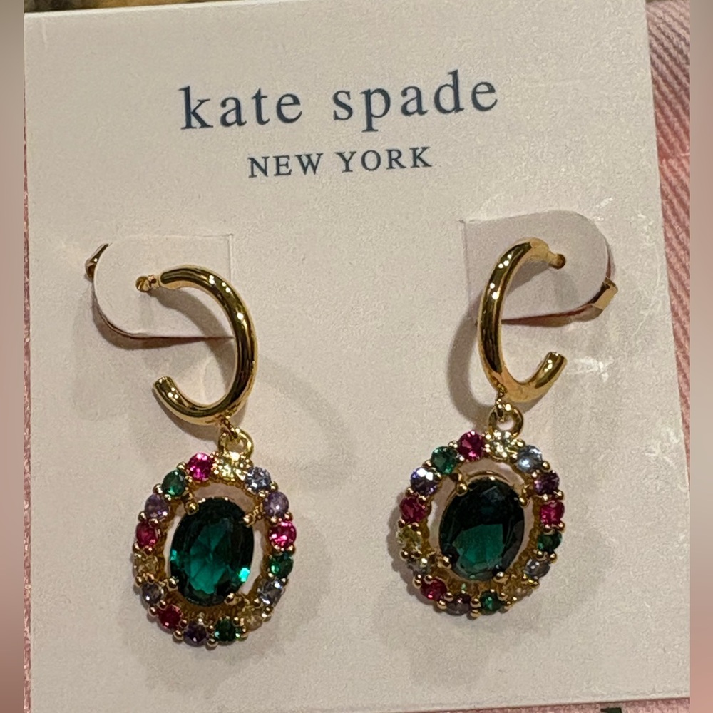 Kate Spade Victoria Multi Color Huggie Earrings - Gold NWT